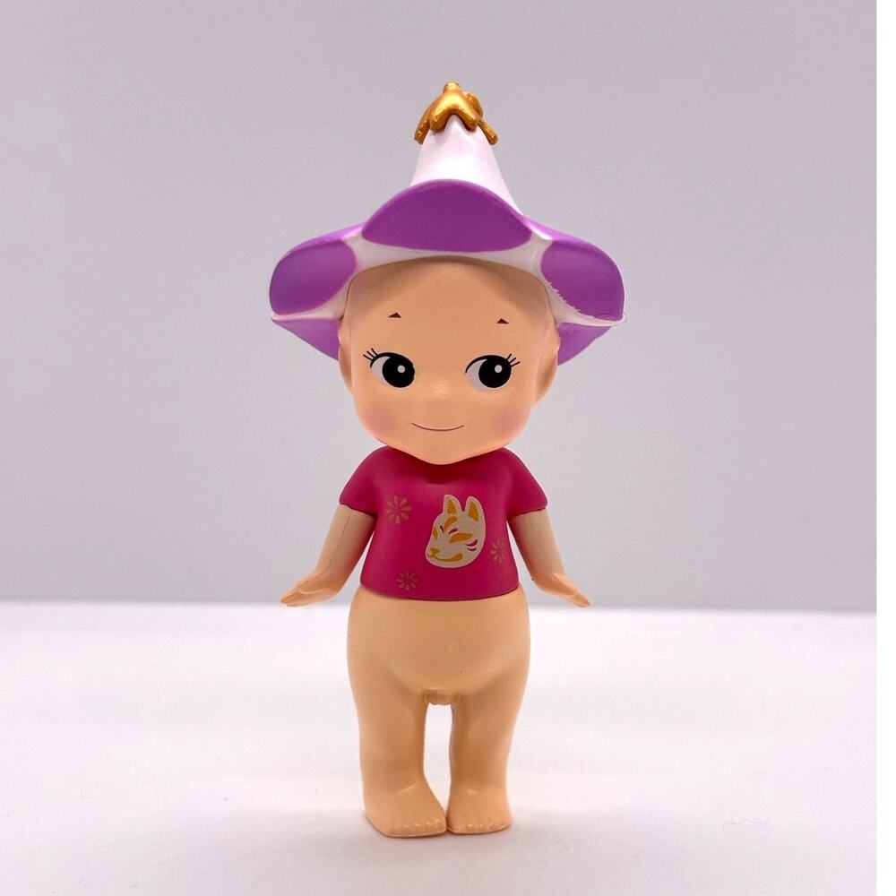 New Unbranded Kewpie/Angel Collectible Mini Figure, Purple Flower, Open Box